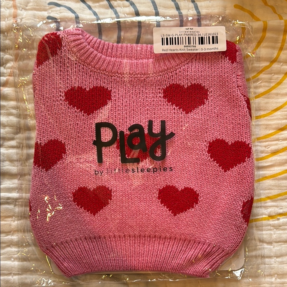 Little Sleepies Red Hearts Knit Sweater